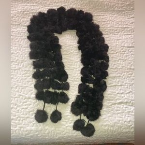 RABBIT POM POM SCARF - BLACK - LIKE NEW PRE OWNED - NO MAKERS TAG